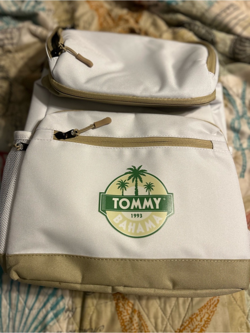 Tommy Bahama White & Tan Backpack Cooler